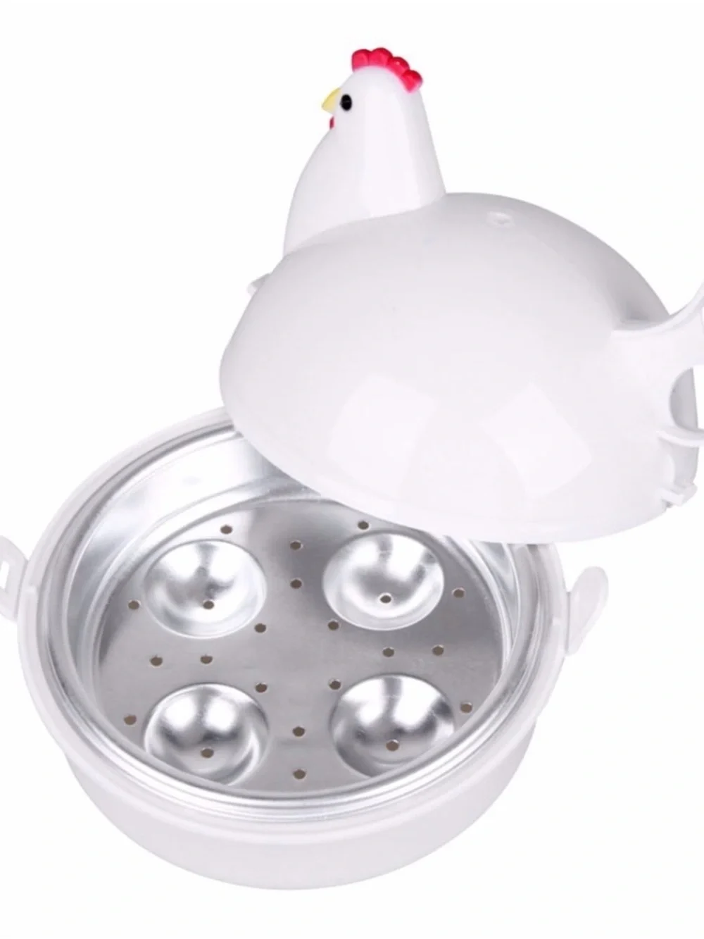 Chicken Shape Microwave Egg Cooker 4 Eggs Capacity Boiler Steamer Poacher Simple